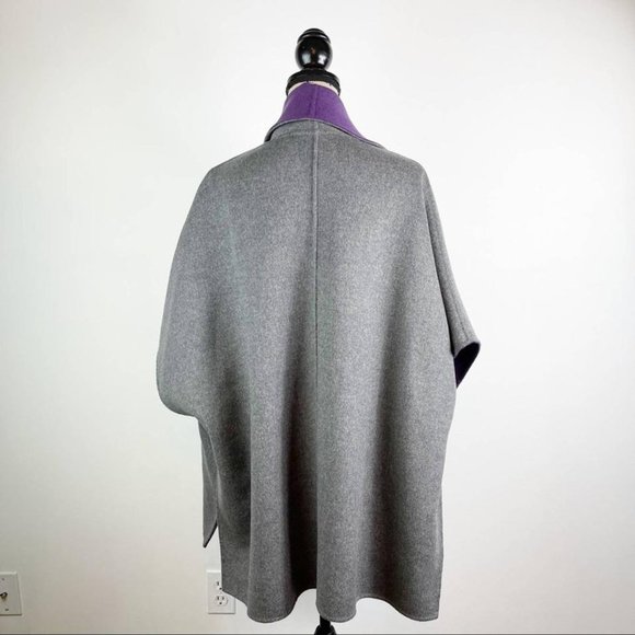 ✅#252A NWOT Armani Collezioni Purple Reversible Wool Cashmere 2 Poncho/Cape! - Picture 9 of 12